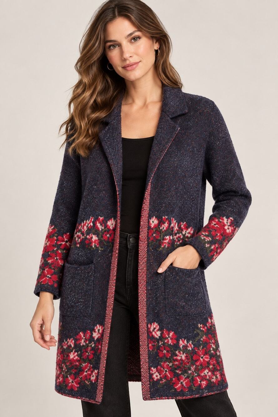 Maxsport Floral Knit Cardigan Sweater Blazer Jacket – Size S